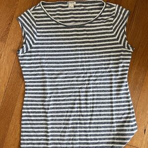 J. Crew White and Gray Fitted Short Sleeve T-Shirt